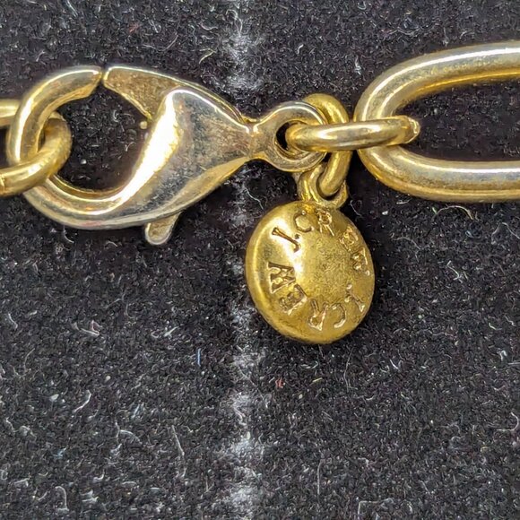 Vintage J Crew Signed Gold Tone & Clear Rhinestones Necklace Lobster Claw Clasp - Picture 7 of 12